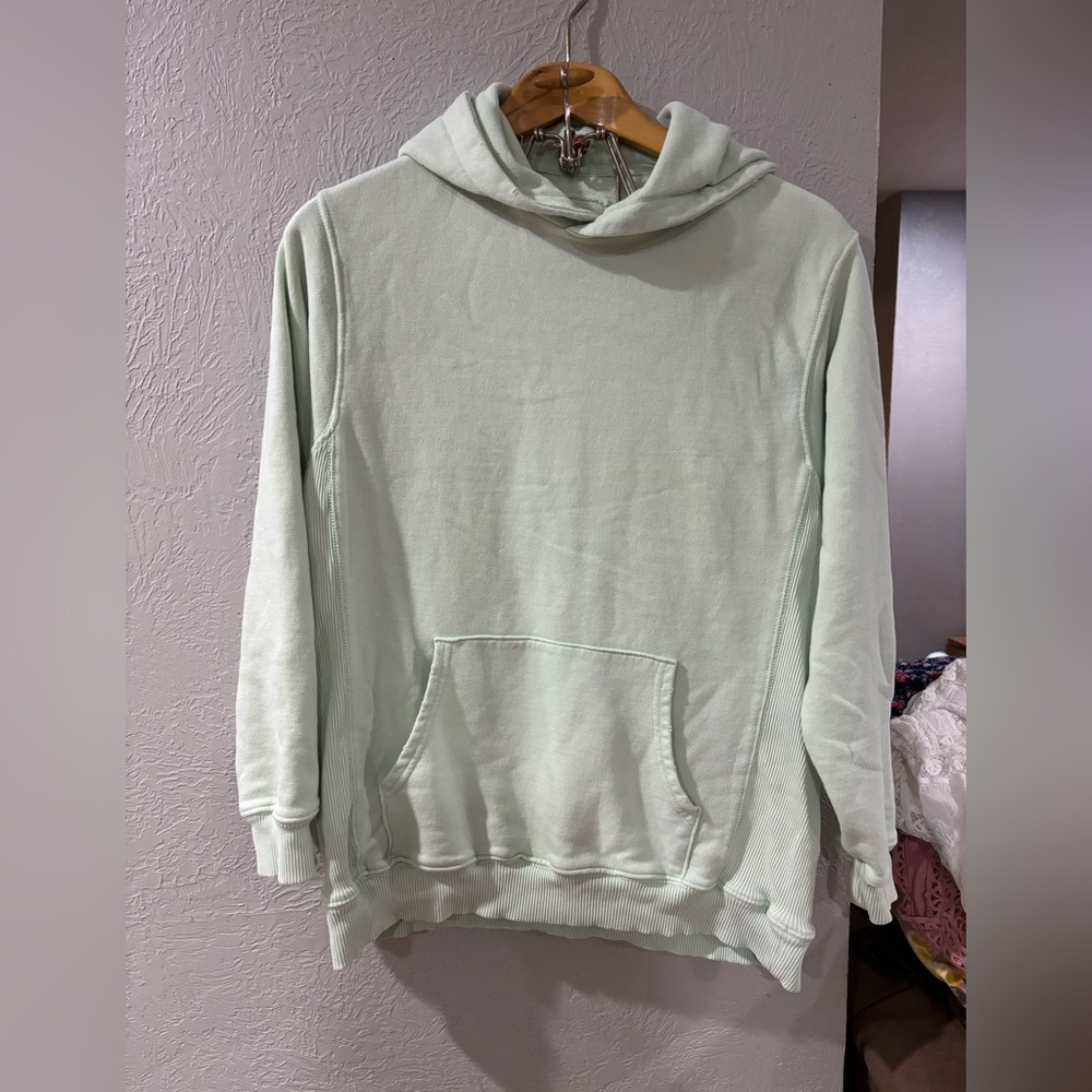 Aerie light mint green oversized cotton lightweight hooded sweater size XS